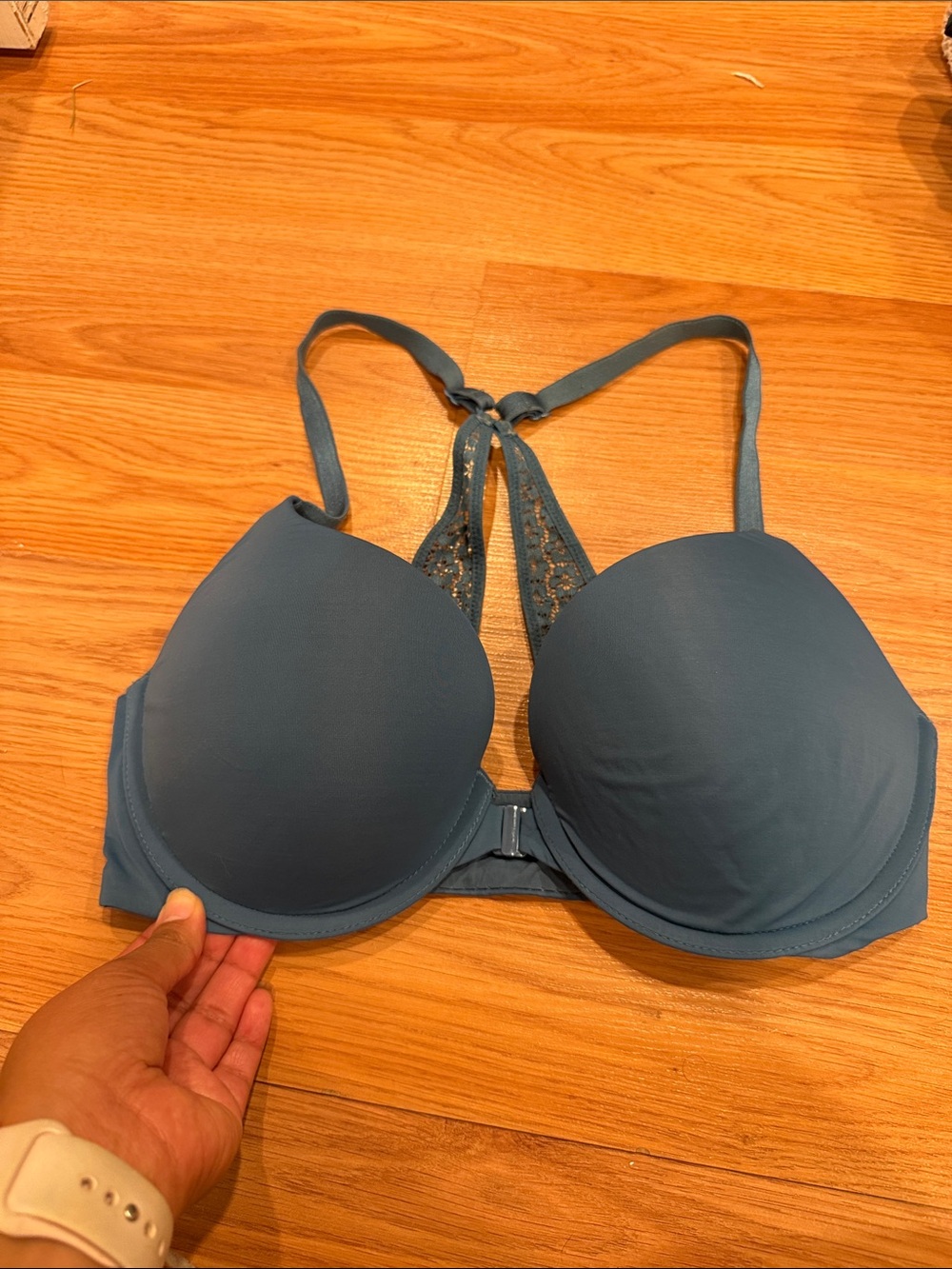 Victoria's Secret Blue Push-Up Bra with Lace Racerback